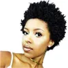 Natural Short Afro Kinky Krullend Menselijk Haar Geen Lace Front Pruiken voor zwarte vrouwen