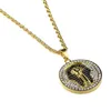 Pendant Necklaces Trendy Round Statement Egyptian Pharaoh Pattern Women Men Punk Gold Long Chain Necklace Hip Hop Jewelry233p