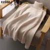 2020 Tjock stickade kvinnor Hög halströja Pullovers Turtleneck Autumn Winter Basic Women Sweaters Slim Khaki Jacket Pullovers LJ200815