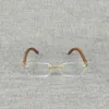 2023 Model designerskich okularów Naturalny drewniany kwadrat przezroczysty Buffalo Buffalo Rimize bez krawędzi okulary okulary dla mężczyzn Odczytujące optyczne Ovulos 40p8 Okulary przeciwsłoneczne
