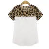 T-shirt da donna casual in chiffon moda estiva Top T-shirt da donna a maniche corte con stampa leopardata nera bianca