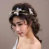 Haarklemmen Barrettes Mode Golden Girl's White Butterfly Gesimuleerde Parel Sieraden Hoofdband Huwelijk Accessoire Haarband