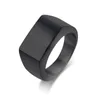 Punk Men Ring Square Big Width Signet Rings Fashion Male Black Finger Ring Stainless Steel Jewelry