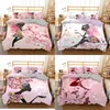 Homesky Pink Fairy Bedding Sets 3D Färgglada Blomsterutskrift Duvet Skydd För Tjej Trevlig Sängkläder Ställer King Queen Size Bed Line 201120