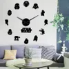 USA Classic Movie Characters Silhouettes Väggkonst Diy Giant Wall Clock Fictional Universe Filmroller Dekorativ Kid Room Clock LJ200827