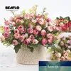 1 Buquê 13 Cabeças Flores Artificiais Rose Tea Bud Flower Falk Flower Flores para DIY Home Jardim Casamento Decoração