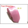 Neck Ties 35 Colors Students Fashion Mens Skinny 5cm Solid Color Plain Satin Tie Necktie Wedding Slim C qylJnR queen66