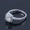 Transgems 14K 585 Vitguld 1.5 CT Diameter 7.5mm Lab Vuxen Moissanite Diamant Engagement Bröllopsring för kvinnor Y200620