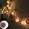 Yimia 5cm Rattanbollar LED Lights String Holiday Christmas Lights Outdoor Garland Gerlyand för Party Bröllop Baby Kid Room Decor Y200903