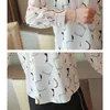 Chemisier Femme 2019 Mode Vêtements Casual Chemisier en mousseline de soie à manches longues Femmes Imprimer O-cou chemise Blanc Noir Automne Tops 50 T200321