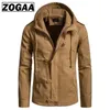 Zogaa Hommes Veste Armée Vert Militaire Manteau Taille Large Casual Coton À Capuche Coupe-Vent Vestes pour Hommes Pardessus Hoodies 201104