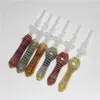 20PCS Glass Nectar 10mmジョイントクォーツチップチタニウムネイルフッハケッククリップリックレイヤー喫煙用のネクターパイプDHL