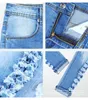 2145 Youaxon New Arrived Plus Size Stretchy Ripped Jeans Femme Côté Distressed Denim Skinny Crayon Pantalon Pantalon Pour Femmes 201105