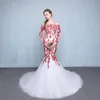 robes de mariée de sirène rouge et blanc