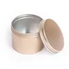 Luxury Candle burkar med lock Bulk Round Candle Container Tenn Tom förvaringslåda för DIY Salves Hudvård Skönhetsprover H1222