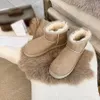 2022Australia Australian Classic Warm Boots Womens Mini Half Snow Boot USA GS 585401 Vinter full päls fluffig päls satin ankel boots booties mode mode