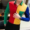 Luxury Black Gold Shirt 2020 Spring Baroque Men Shirt Long Sleeve Patchwork Casual Male Slim Fit Print Party Club