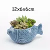Blue Ocean Series Charnu Flowerpot Vase Style européen Shell Forme de poisson en céramique Bonsai Pots de plantes succulentes Planteur pour bureau 220211