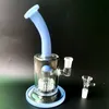 8 inch dab oil rig fab glass bong Hookahs water pipe recycler showerhead heady art with purple bowl