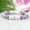 MG1084 Lila kristallpärla mala armband set eterisk oljet diffusor armband vit lava sten energi armband Bästa februari Birthstone present