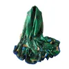 Sjalar Vintage Chic Fashion Peacock Feather Scarves Women Silk Cover Up Scarf Beach Travel Shawl1