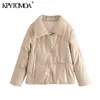 Kpytomoa dames mode faux leer dik warme gewatteerde jas jas vintage lange mouwen zakken vrouwelijke bovenkleding chic tops 201214
