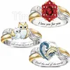 hot serie Animal anello cuore delfino per donne e ragazze anello con diamante artificiale rosa genitore figlio anello gufo favore di partito T2C5288