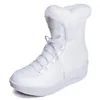 MORAZORA Tallas grandes 35-44 Nuevas botas de nieve para mujer cuñas con cordones botines blanco negro zapatos de plataforma cálidos botas de invierno de piel femenina LJ201019