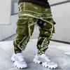 2021 European and American style hot printed cashew flower casual sports hip hop pants men's loose high street multi-bag cargo H1223