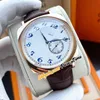 New Historiques American 1921 Automatic 82035/000J-9964 Mens Watch 82035 White Dial Black Markers 18K Yellow Gold Case Brown Leather Zegarki Pure_Time E121A (2)
