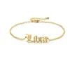 Antigo inglês 12 pulseira do zodíaco link cadeia para mulheres horoscope jóias de ouro chapeamento de aço inoxidável leo capricórnio sagittarius virgo aquarius letra pulseiras