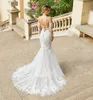 Sweetheart Mermaid Bruidsjurken Exquisite Kant Geappliceerd Sweep Trein Boheemse Bruidsjurk Sexy Backless Lange Mouwen Garden Brides Vestidos de Novia CG001