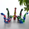 Silicone Food Grade Bong 135mm with Glass Bowl Small Portable Smoking Hand Pipe Dab Oil Rig
