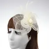 Gelin Alın Adetleri Düğün Şapka Headdress Gelin Saç Aksesuarları Çiçek Başlığı Fascinator Tüy Çiçek Kafa Organze Peçe