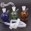 Wholesale Mini cheap Glass Dab Rig bong Smoking Oil Burner Pipe Bongs with 10mm Male Joint Adapter with Silicon straw