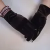 Cinq doigts gants mode femmes noir velours dentelle femme cyclisme froid hiver chaud doigt complet élégant doux à la main mitaines1