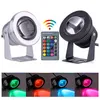 Aluminum Adjustable RGB LED Underwater Light 10W 12V Aquarium Fountain Pool Light IP68 Waterproof With Remote Controller