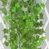 Dekoratif Çiçekler Çelenk Toptan-230 cm / 7.5 Ft Uzun Yapay Bitkiler Yeşil Ivy Yaprakları Üzüm Asma Fake Yeşillik Ev Düğün Decoratio