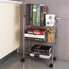 3/4 Tier Storage Organizer Rack Movable Kitchen Bathroom Shelf Metal Rolling Trolley Cart Basket Stand Wheels Save Space Holder Y200429