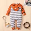 2021-07-09 Lioraitiin 0-24M niño pequeño bebé niña Halloween mono estampado raya con capucha manga larga mameluco 5 estilos ropa G1221