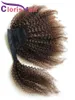 # 4 Wrap Around Ponytail Afro Kinky Curly Raw Indian Virgin Menselijk Hair Extensions Clip ins Dark Brown Magic Paste Paardenstaart voor Vrouwen