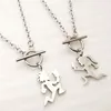 One pair (1pcs girl + 1pcs boy ) COUPLE ICP SMALL MIRROR HATCHETMAN CHARMS ICP STAINLESS STEEL PENDANT NECKLACE 3MM lINK CHAIN 24''