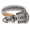 New Western Cowboy Belt Silver Rhinestones Bälten Bling Crystal Diamond Studded Bälten för Kvinnor Män Cinturones Para Mujer AA220312