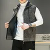 Autumn Men's Sleeveless Knitted Sweater Plus Velvet Vest Hooded Warm Vest Casual Sweater Mens