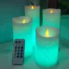 Dancing Flame LED Candle With RGB Remote Control,Wax Pillar Candle For Wedding Decoration Christmas Candle/Room Night Light Y200109