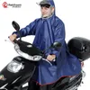 Rainfreemの男性/女性の不透過性の電気モバイル/自転車の雨Poncho厚いレインコートダブルフードレインギアレインコート201202