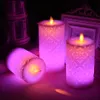 Vela led remota sem fio com chama dançante, vela pilar de cera para decoração de casamento, luz noturna, velas de natal t20010215e