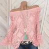 Kvinnors Lace Ruffles Shirt Top Off Axel Plus Storlek 5xl Lång Butterfly Sleeve Feminin Blus Toppar Sommar Lady Elegant Kläder T200321