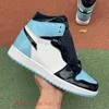 2021 높은 1 1S 농구 신발 남성 여성 금지 된 자란 발가락 검은 녹색 게임 로얄 UNC 특허 새로운 사랑 부서진 조각 트위스트 디자이너 신발