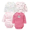 4 stks / partij lente herfst baby rompertjes 100% katoen pasgeboren babykleding voor 0-2y meisjes jongens lange mouw jumpsuit baby kleding set LJ201023